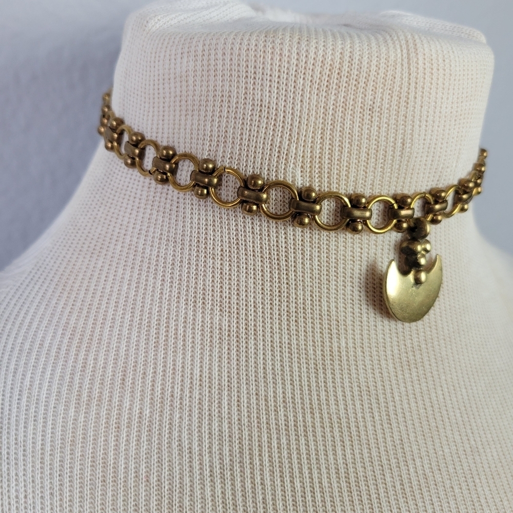 VANESSA MOONEY // ltd ed unique brass link pendant choker necklace rare - Picture 5 of 7
